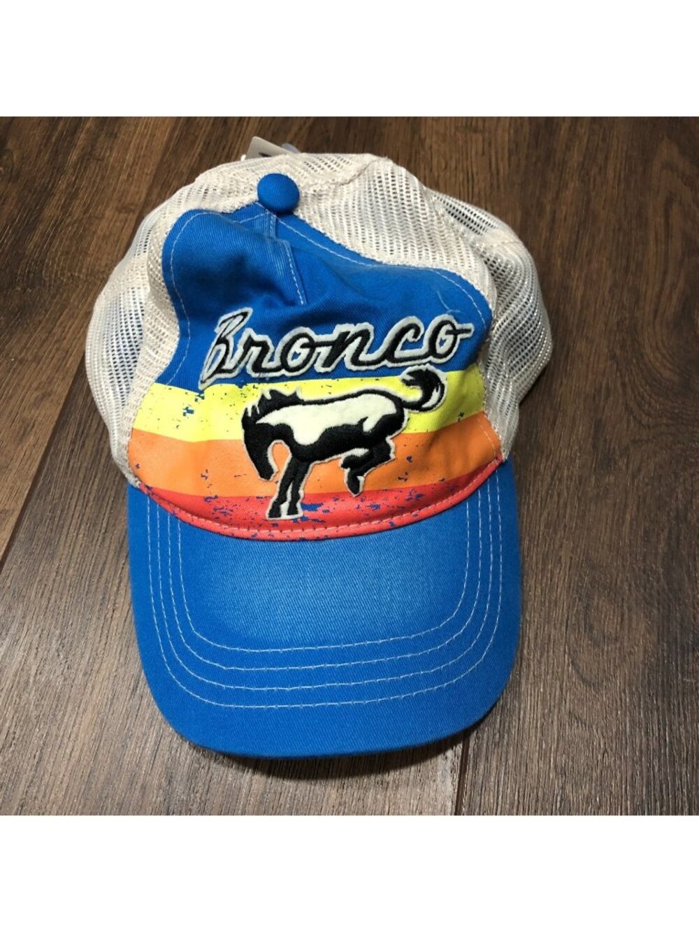 Retro Ford Bronco Blue Sunset Stripe Snapback Official Hat Cap Trucker NWT